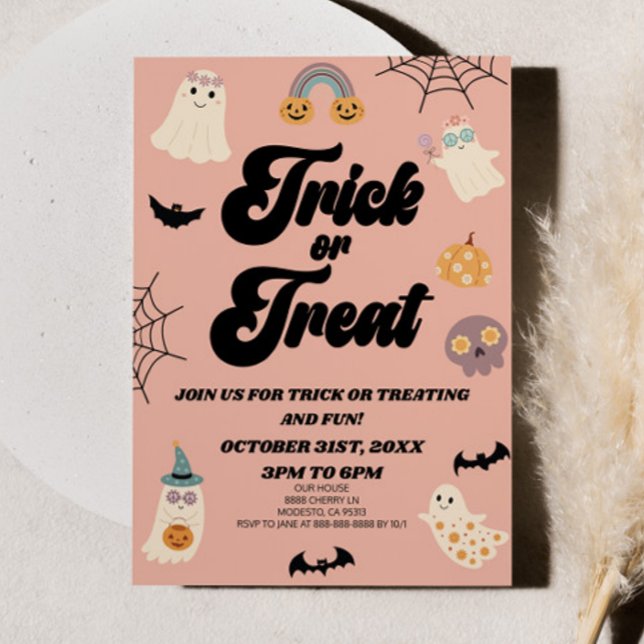 Invitation Pink Éffrayant Trick ou Treat Halloween Party (Créateur téléchargé)