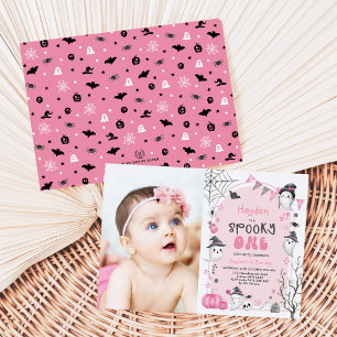 Invitation Pink Éffrayant Un Halloween Fantôme 1er Anniversai