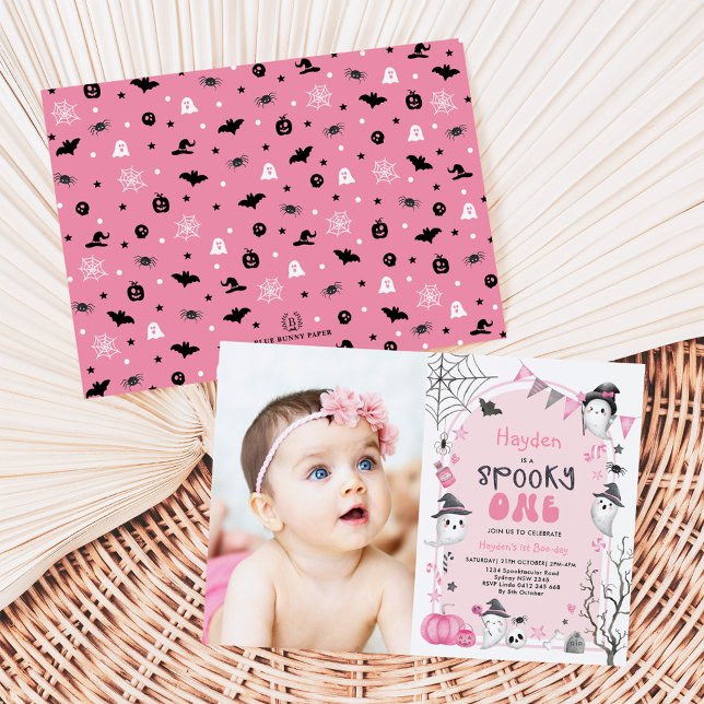 Invitation Pink Éffrayant Un Halloween Fantôme 1er Anniversai (Créateur téléchargé)