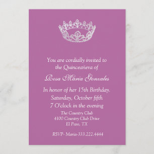 Invitation Pink Elegant Crown Quinceañera