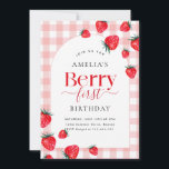 Invitation Pink En vichy Berry premier anniversaire Fille fra<br><div class="desc">Cute Rose En vichy Berry Premier Anniversaire Invitation Modèle,  Berry Premier Anniversaire Invitation,  Berry Premier Anniversaire.</div>