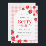 Invitation Pink En vichy Berry premier anniversaire Fille fra<br><div class="desc">Cute Rose En vichy Berry Premier Anniversaire Invitation Modèle,  Berry Premier Anniversaire Invitation,  Berry Premier Anniversaire.</div>