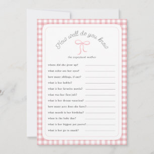 Invitation Pink en vichy Comment bien connaissez-vous douche 