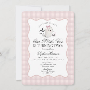 Invitation Pink En vichy Preppy Ghost Little Boo 2e anniversa