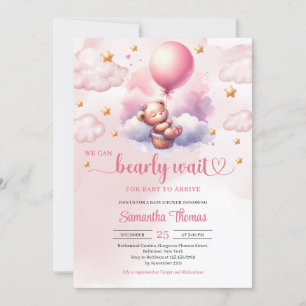 Invitation Pink et or bearly attendent tedy ourson fille douc