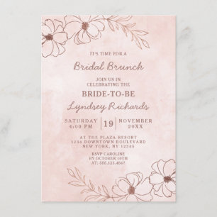 Invitation Pink et Rose Gold Foil Bridal Brunch Douche