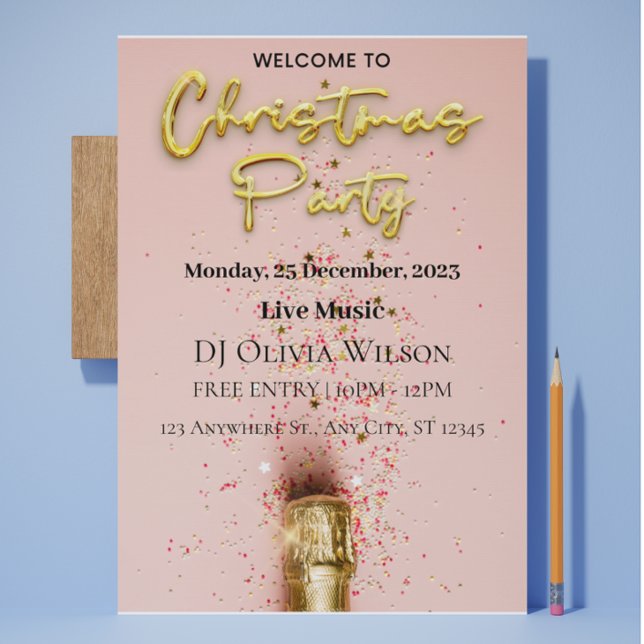 Invitation Pink excitante à la fête de Noël (Pink Exciting Christmas Party Invitation)