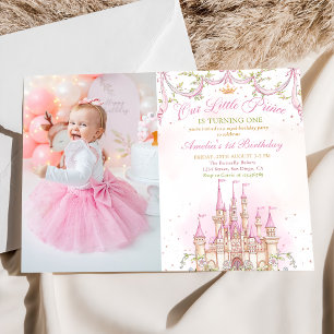 Invitation Pink Fairytale Princess Castle Photo Anniversaire