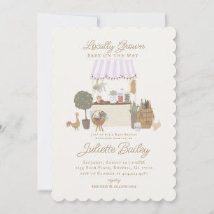 Invitation Pink Farmers Market Agritourisme Baby shower Invit