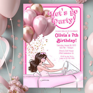 Invitation Pink Fashion Doll Voiture Anniversaire