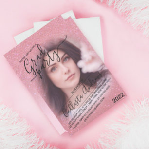 Invitation Pink Faux Sparkly Parties scintillant Ombre