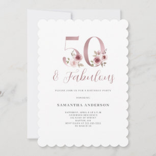 Invitation Pink Floral 50 Fabuleux anniversaire