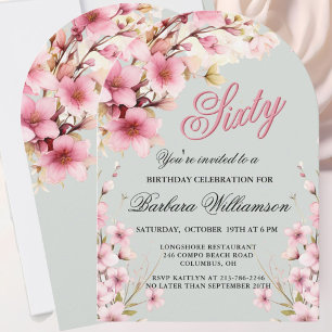 Invitation Pink Floral Arch Elégance 60e fête d'anniversaire