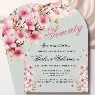 Invitation Pink Floral Arch Elégance 70e fête d'anniversaire