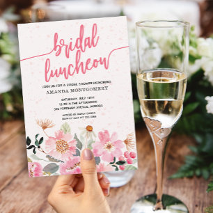 Invitation Pink Floral Bridal Luncheon Douche