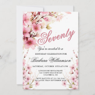 Invitation Pink Floral Elegance 70e anniversaire
