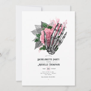 Invitation Pink Floral Gothique Squelette Bachelorette Party