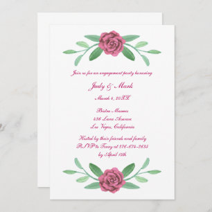 Invitation Pink Floral Green Foliage