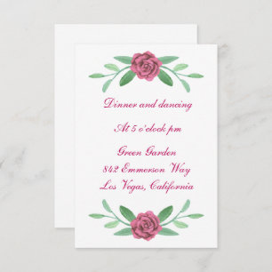Invitation Pink Floral Greenery Foliage Réception de mariage