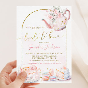 Invitation Pink Floral Mariée pour être Fête des mariées Tea 