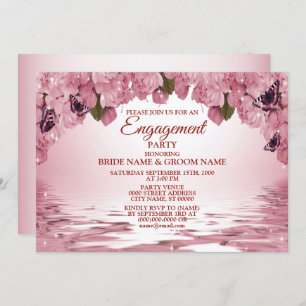 Invitation Pink Floral Nature Butterfly