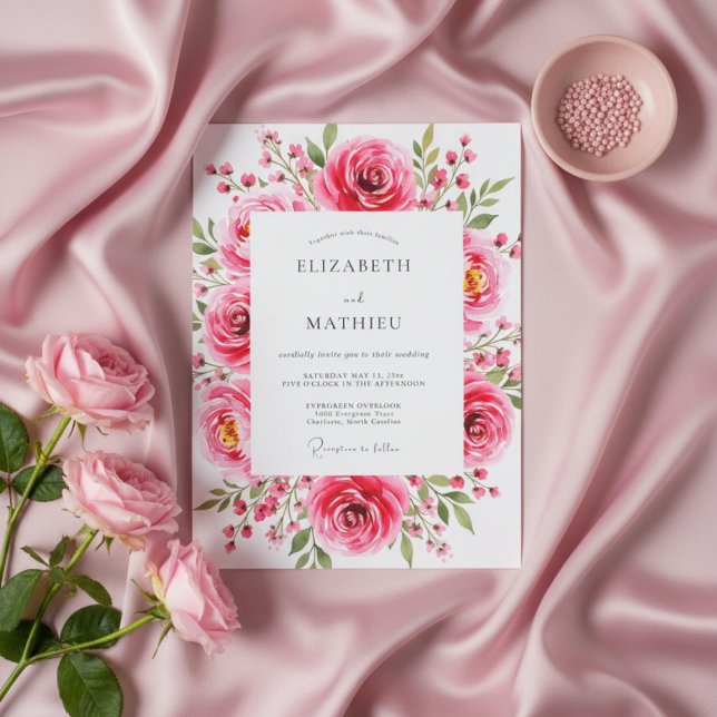 Invitation Pink Floral Romantic Flourish Wedding (Créateur téléchargé)
