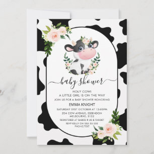 Invitation Pink Floral Saint Vache Baby shower d'impression