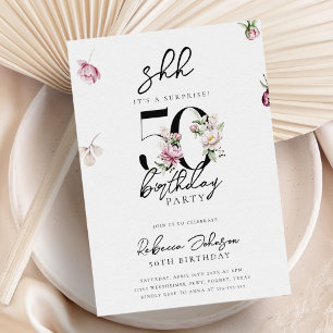 Invitation Pink Floral Surprise 50ème anniversaire