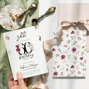 Invitation Pink Floral Surprise 60e anniversaire