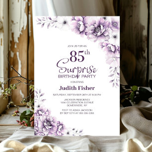 Invitation Pink Floral Surprise 85ème anniversaire
