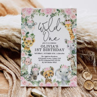 Pink Floral Wild One Jungle Safari Anniversaire fi
