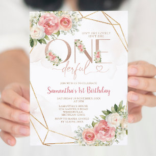 Invitation Pink Flowers n'est-elle pas magnifique 1er anniver