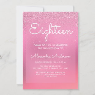 Invitation Pink Foil Girly Parties scintillant étincelle 18e 