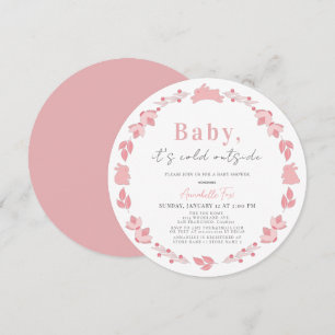 Invitation Pink Folk Art Baby C'est froid dehors Baby shower