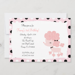 Invitation PINK FRANÇAIS POODLE Ooh la 5x7 Anniversaire