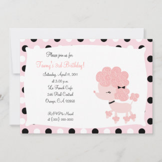 Invitation PINK FRANÇAIS POODLE Ooh la 5x7 Anniversaire