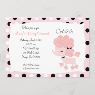 Invitation PINK FRANÇAIS POODLE Ooh la 5x7 Baby shower