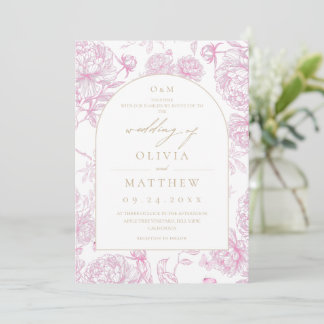 Invitation Pink French Floral Wedding