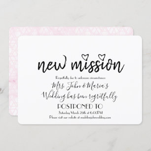 Invitation Pink Geo Marble Nouvelle Mission Mariage Date Chan