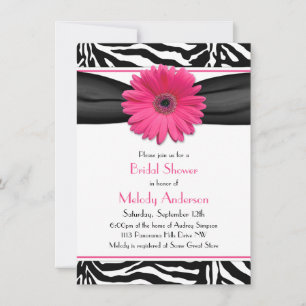 Invitation Pink Gerber Daisy Zebra Imprimer Fête des mariées