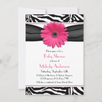 Pink Gerber Daisy Zebra Print Girl Baby shower