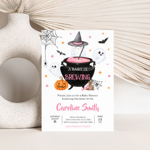 Invitation Pink Ghost Halloween Baby est en train de brasser