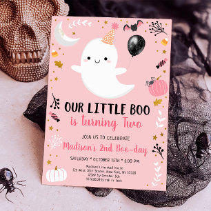 Invitation Pink Ghost Little Boo Deuxième anniversaire