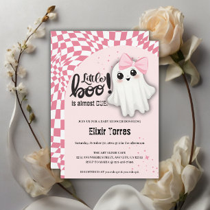 Invitation Pink Ghost Little Boo est presque dû Baby shower
