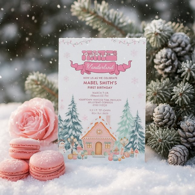 Invitation Pink GingerPread Winter Onederland 1er anniversair (Créateur téléchargé)