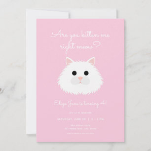 Invitation Pink Girl Are You Kitten Me Anniversaire Invitatio