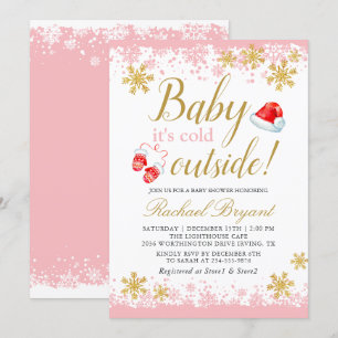 Invitation Pink Girl Baby Son froid dehors Baby shower