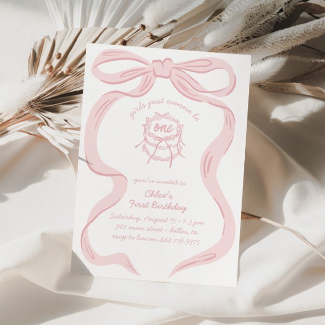 Invitation Pink Girls Just Wanna Be One 1st Birthday (Créateur téléchargé)
