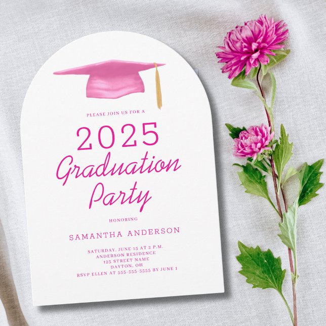 Invitation Pink Girly 2025 Graduation Party (Créateur téléchargé)