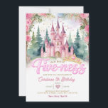 Invitation Pink Glitter Her Royal Five-ness Castle Birthday<br><div class="desc">Her Royal Five-ness Pink Castle Forest Birthday Invitation
Mis Quince 15 Anos,  16th Birthday
Pink Castle Green Forest Matte Rose Gold</div>